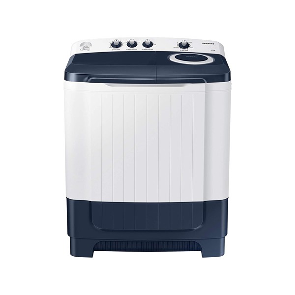 Samsung 8.5 Kg Semi-Automatic 5 Star Top Loading Washing Machine (WT85R4200LL/TL, Light Grey, Royal Blue Lid (Transparent), Hexa Storm Pulsator)