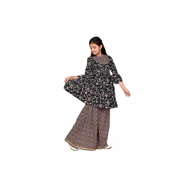 Dream Girls Cotton Kurta And Sharara Set