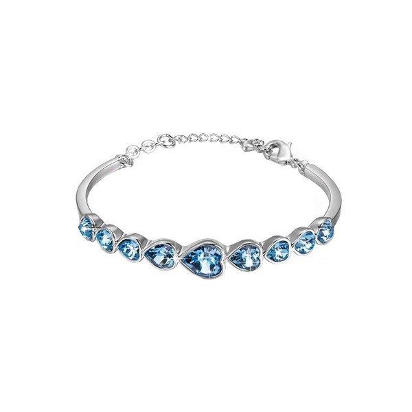 YELLOW CHIMES Swarovski Elements Deep Ocean Love Hearts Bracelet for Women and Girls