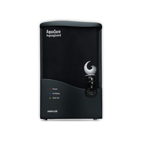 AquaSure From Aquaguard Amaze RO+UV+MTDS Water Purifier from Eureka Forbes with 7L Large Tank with water saving (Black)