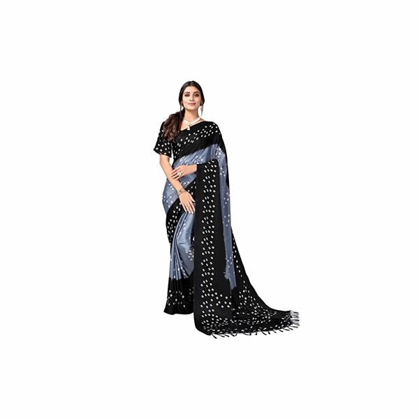 Women's Tassel & Bandhani Printed Silk Saree with Unstitched Blouse Piece