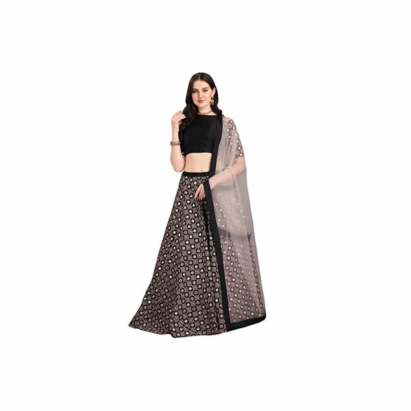 Silk Black Lehenga Choli For Womens (FB-LH-L8063_Black)