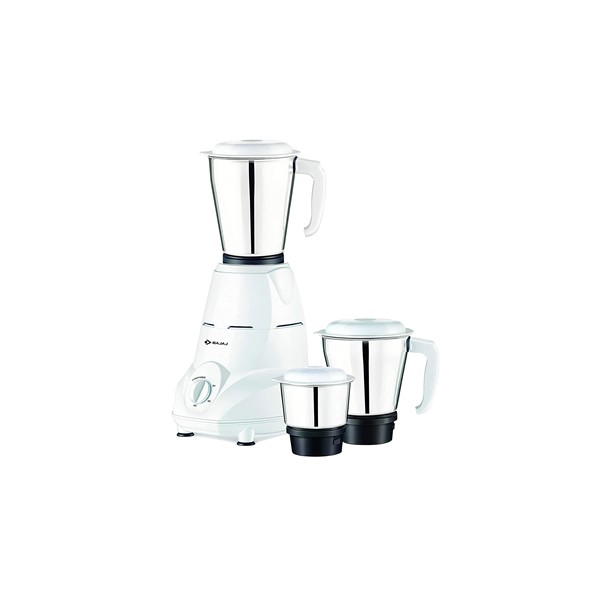 Bajaj Rex 500W Mixer Grinder with Nutri-Pro Feature, 3 Jars, White
