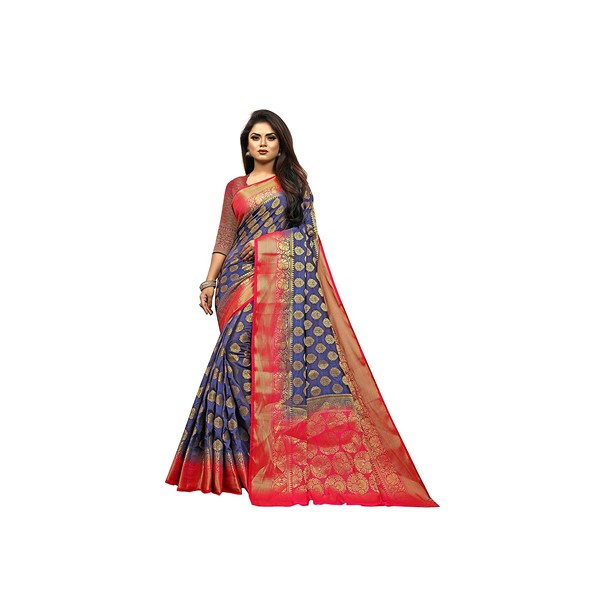 ARANA ENTERPRISE women's kanjivaram silk saree with blouse piece