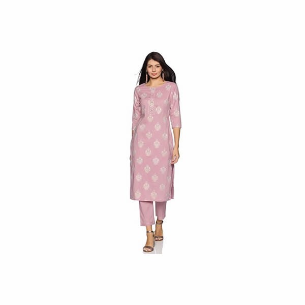 Cotton Straight Floral Kurta Pant Set