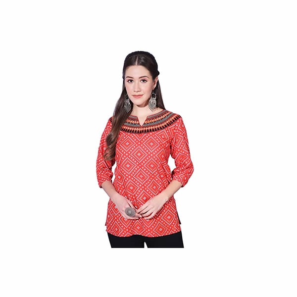 Rayon Printed Women Short Kurta Top