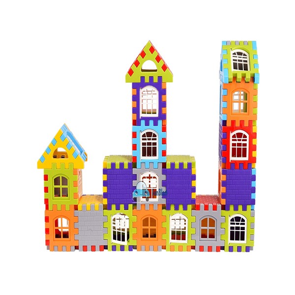 FunBlast Building Blocks for Kids, (72 Pieces Blocks) House Building Blocks with Windows, Block Game for Kids (Multicolor)