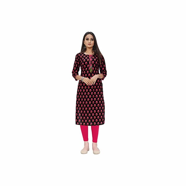 Women's Coloured Pure Cotton Jaipuri Printed Kurti