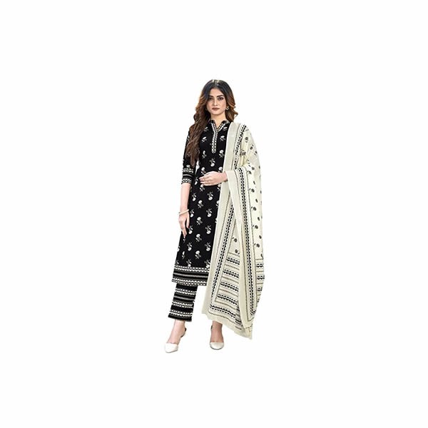 Women's Cotton Blend Kurta, Pant & Dupatta