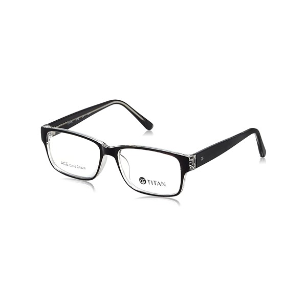 Men Rectangular Eyeglass Black Frame Transparent Lens Medium