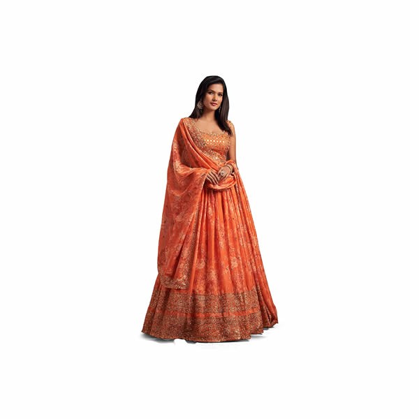 Women's Organza Floral White Semi-Stitched Lehenga Choli (7611-Wedding-Floral-Lehenga-Latest, White)