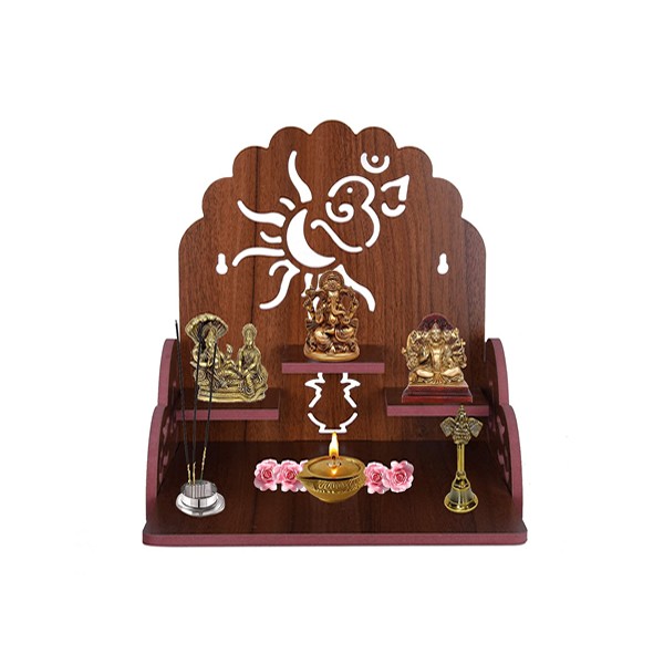 Shree Hari Enterprise Wooden Home Temple/Home mandir/god Stand for Home/Pooja Stand/Home mandap/mandapam/Pooja mandir Medium Size | Sun | (Brown)