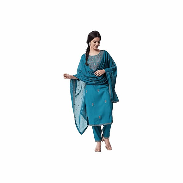 Women Floral Embroidered Kurta with Trouser & Dupatta